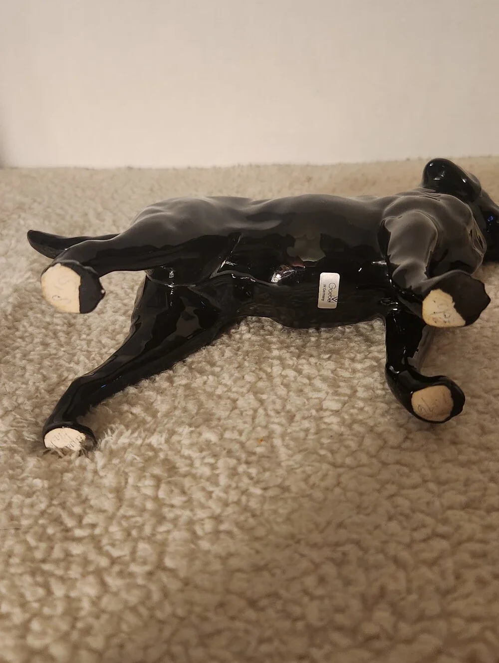 Black Ceramic Dog Figurine - Decorative Pet Statue